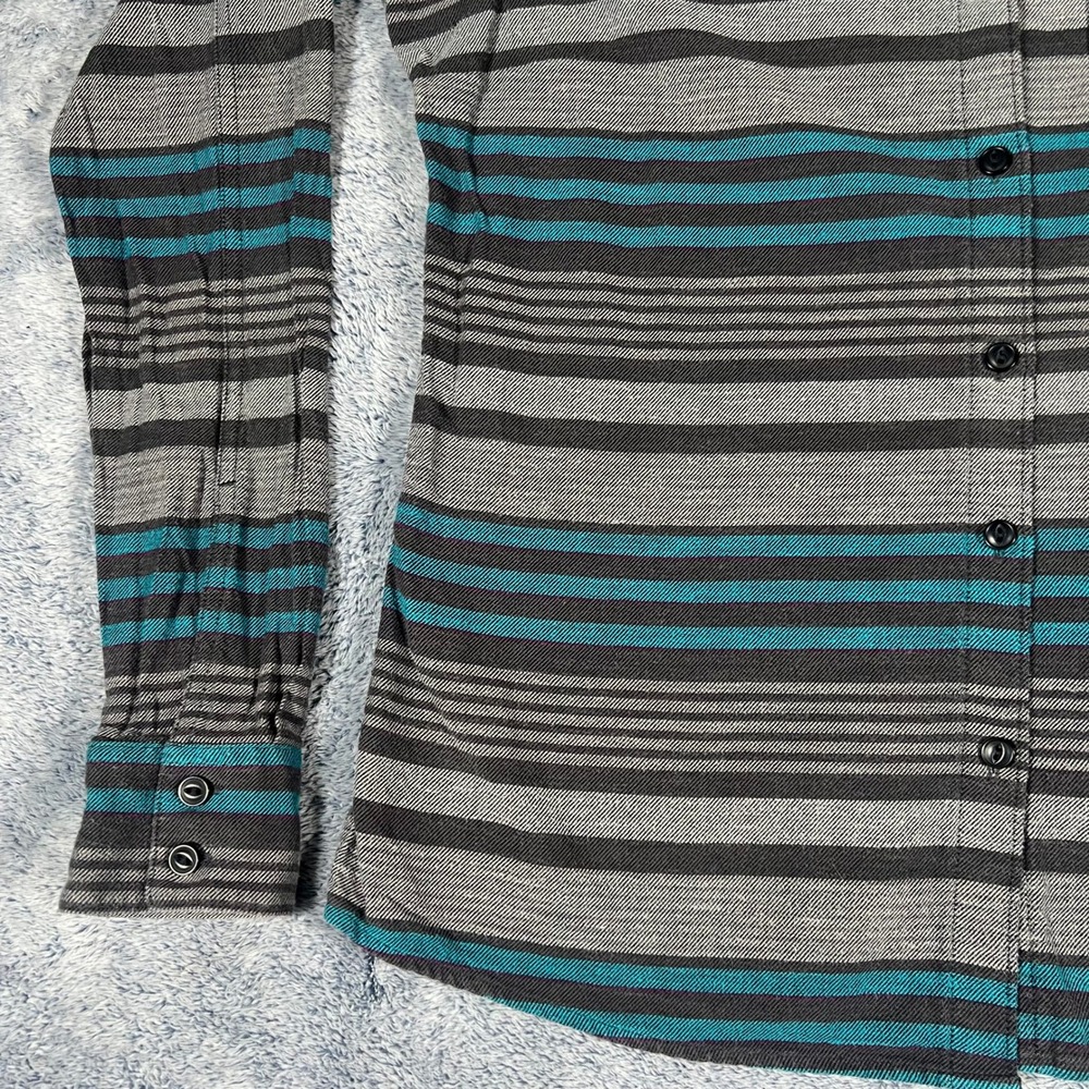 Patagonia Womens Organic Cotton‎ Striped Button Down Shirt Grey Teal Size 6 - Picture 5 of 16